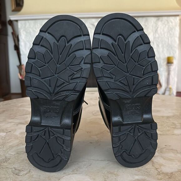 Vintage Roots Tuff Leather Hiking Boots Black Chunky Lug Sole - Picture 10 of 14